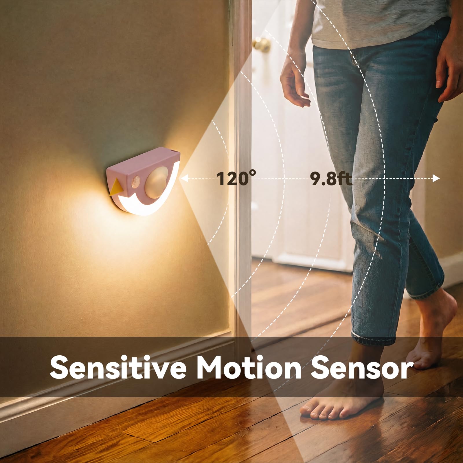 Night Light for Kids Magnetic Motion Sensor Light Indoor Battery Operated, Pink B - Image 5