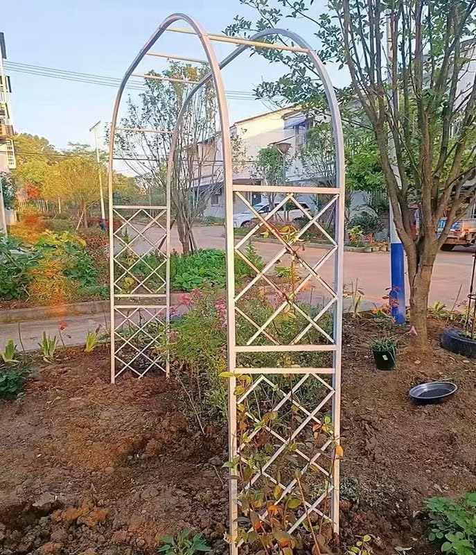 Metall Gartenbogen mit Rankgitter für Kletterrosen 280cm x 250cm Schmiedeeisen Gartenbogen Deko Outdoor Laube erhältlich in schwarz und weiß