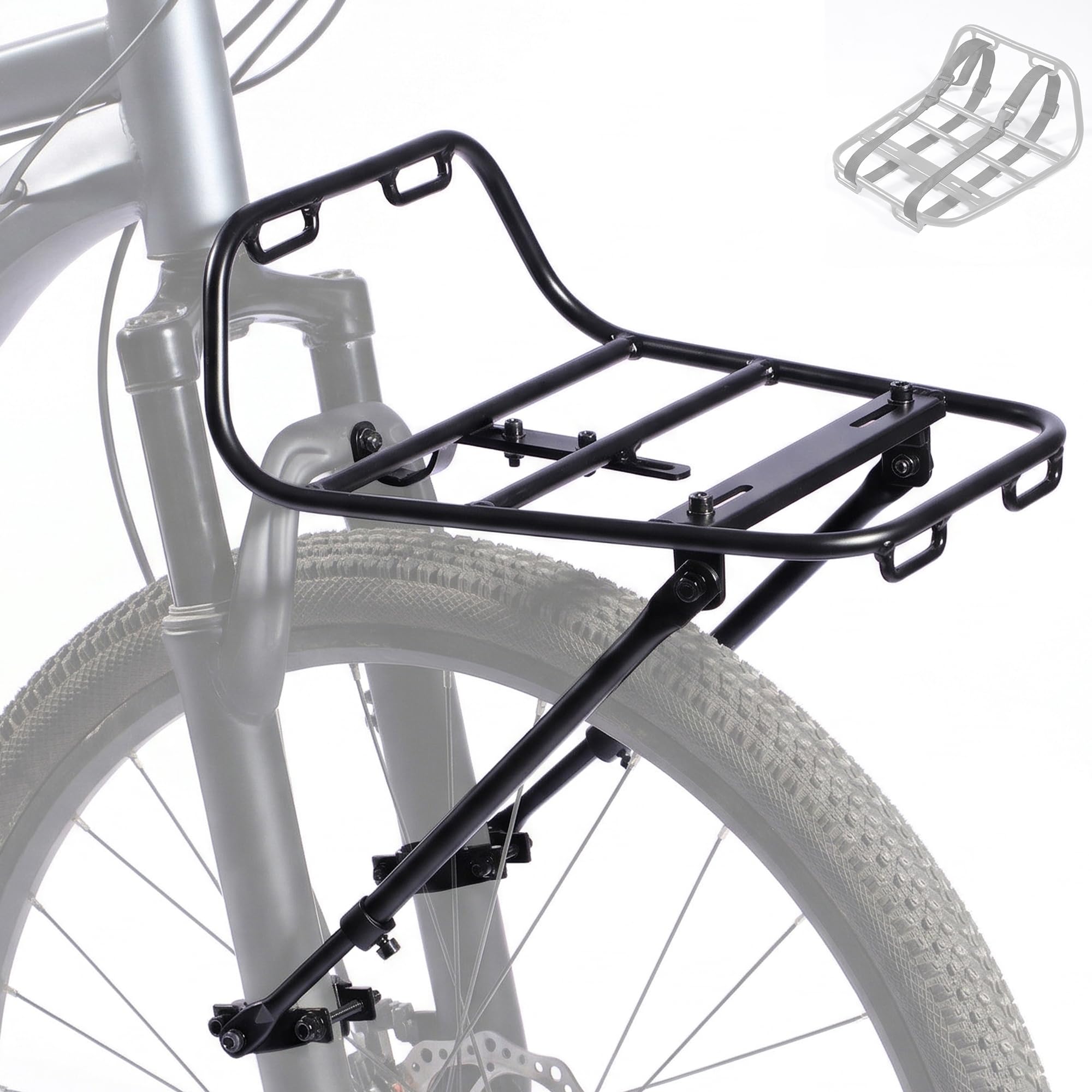 Fahrrad-Frontgepäckträger, Stabiler Aluminium Gepäckträger | Vordergepäckträger für Pendelverkehr & Touren, robust & klapperfrei, verstellbar, 6061-T6-Aluminium, einfache Installation