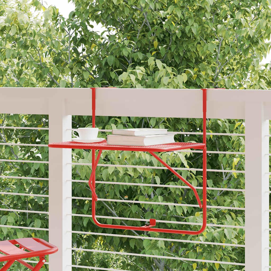 Tavolo pieghevole da balcone in acciaio, 60 x 40 cm, tavolino in metallo per terrazza, veranda o ringhiera, salvaspazio come scaffale per attrezzi da giardino o piante in vaso