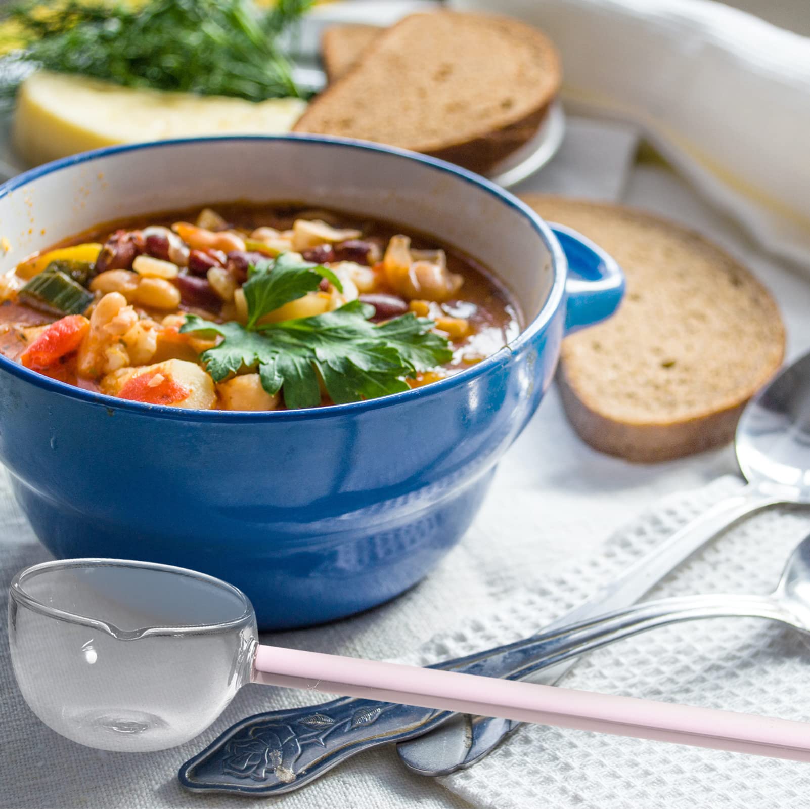 Transparenter Glas-Suppenlöffel – 16,5 Cm Lang | Ergonomischer Griff | Für Suppe, Dessert & Eis