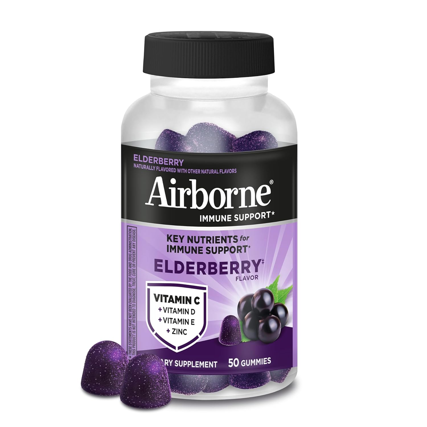 Airborne Elderberry Zinc Vitamin C Gummies For Adults Immune Support Vitamin D Zinc Gummies With Powerful Antioxidant Vitamins