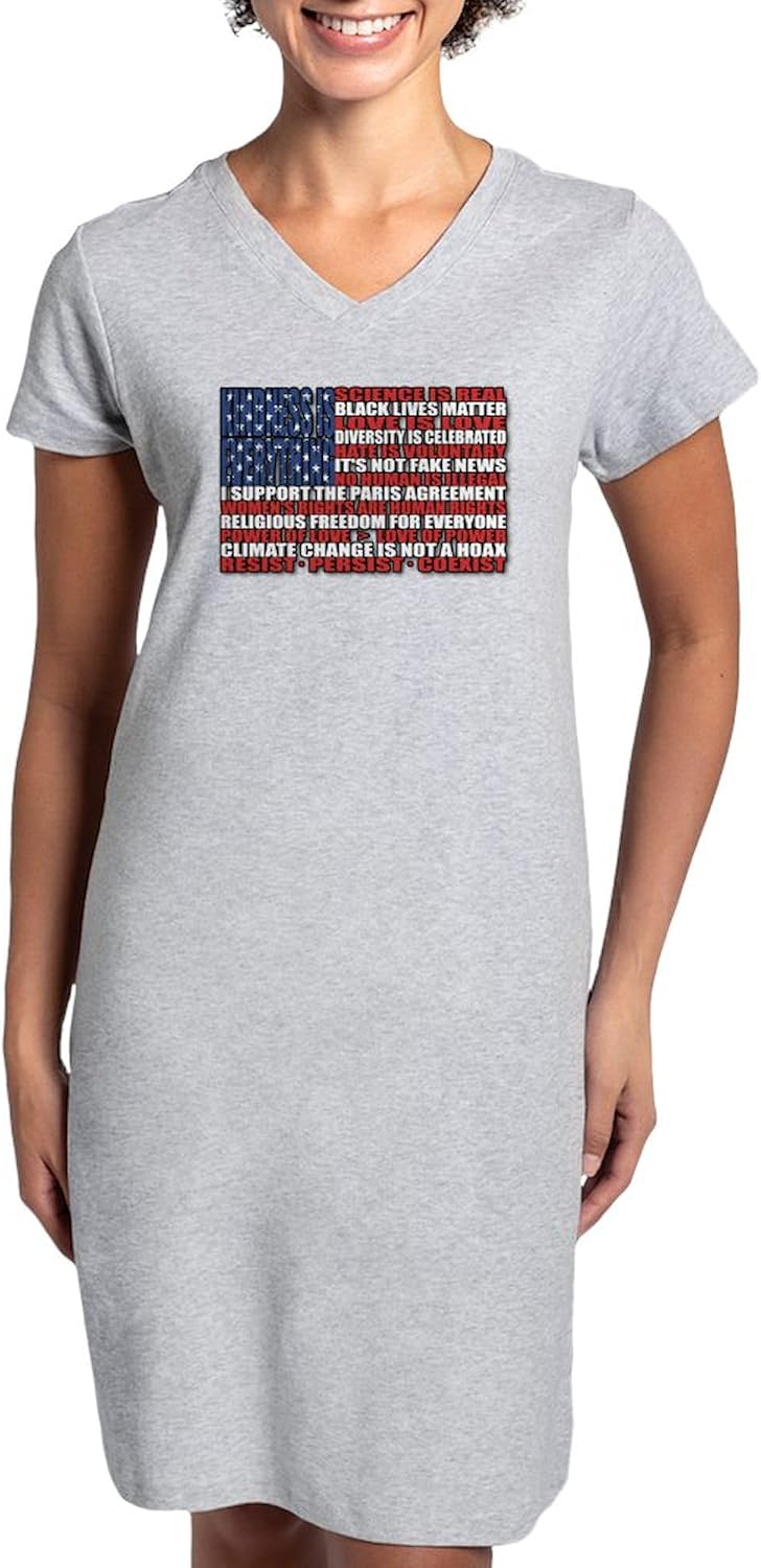 CafePress Political Protest American Flag T Shirt Women's Nightshirt, Soft Long Pajama Shirt, Cotton PJs