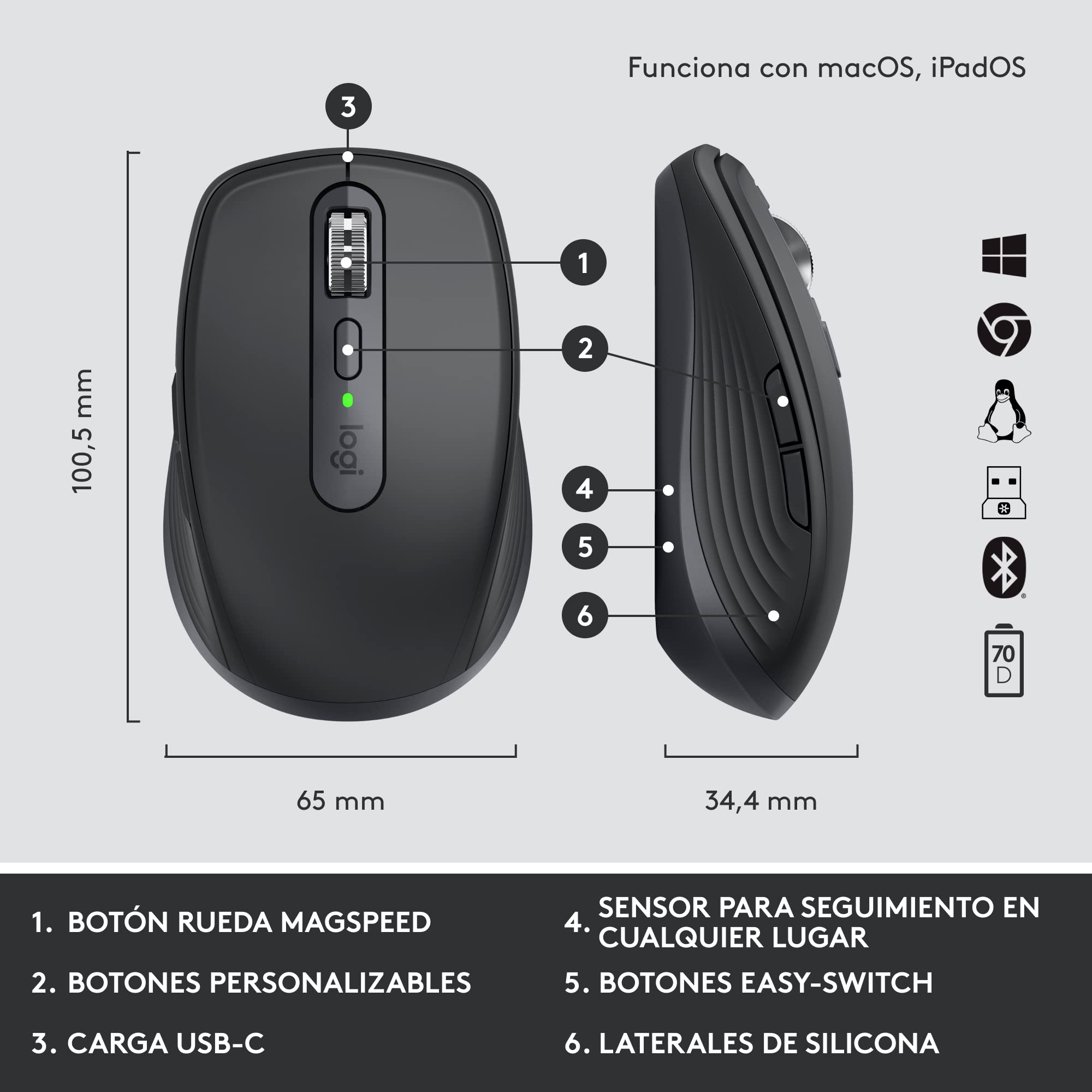 Logitech MX Keys Mini Combo para Empresas, Compacto, Teclado y ratón inalámbricos, tecnología Logi Bolt, Bluetooth, Certificado para Windows/Mac/Chrome/Linux - Gris