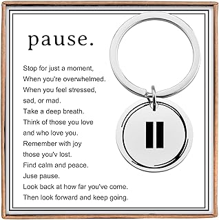 Haoze Inspirational Pause Keychain Gifts for Women Encouragement Birthday Gifts or Best Friend Relaxation Gifts for Women Men