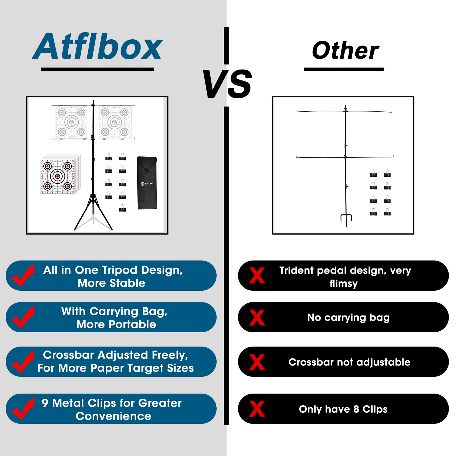 Atflbox Soporte Ajustable para Dianas de Papel - 10 Piezas para Uso al Aire Libre, Airsoft y Airgun