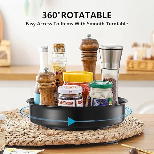 Miniatura 2 de Organizador grande Lazy Susan de 12 pulgadas, estante giratorio de especias para armario de cocina, mesa, encimera, refrigerador, despensa, acero