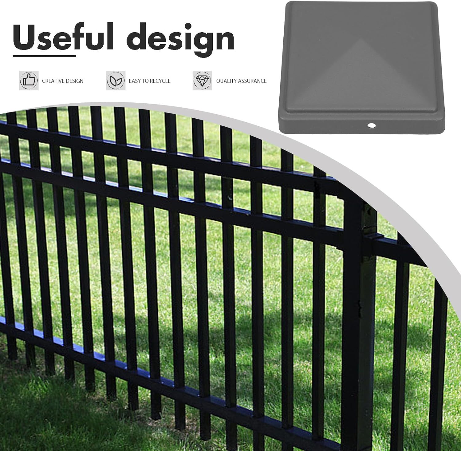Square Steel Fence Post Caps Waterproof and Easy Installation Metal Post Caps for Outdoor Decking and Fencing with Stylish Elegant Design Black