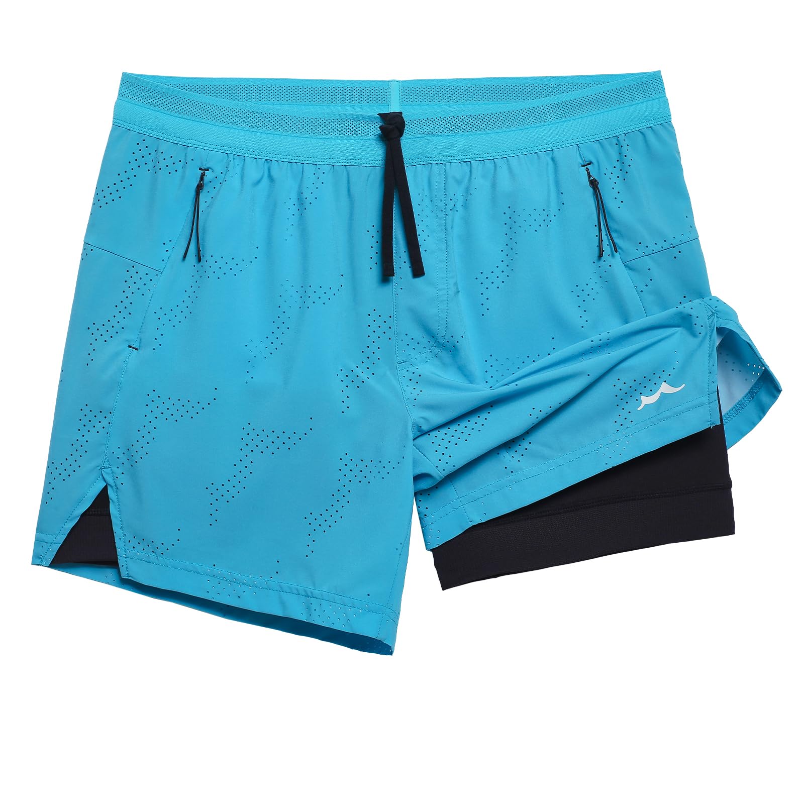 maamgic Mens 2 in 1 Running Shorts 5" Gym Workout Shorts with Zipper Pockets