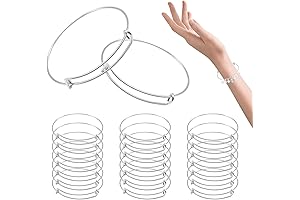 Silver Bangles Kit: Customizable Blank Stainless Steel Expandable Bracelets for Jewelry Making