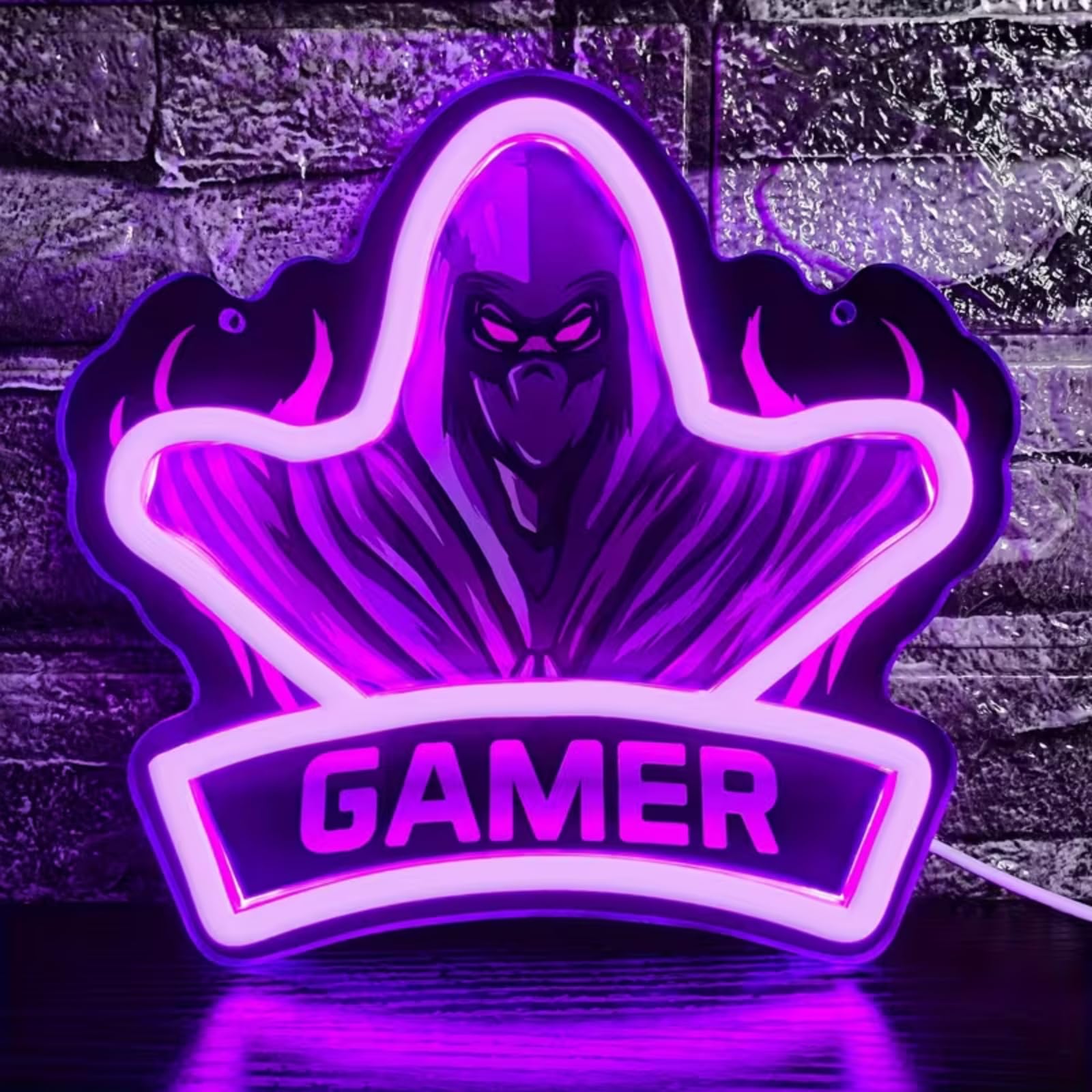Gamer UV impression LED néon signe acrylique éclairer Art décor mural pour homme grotte garage bar magasins chambre chambre fête maison vacances alimentation USB