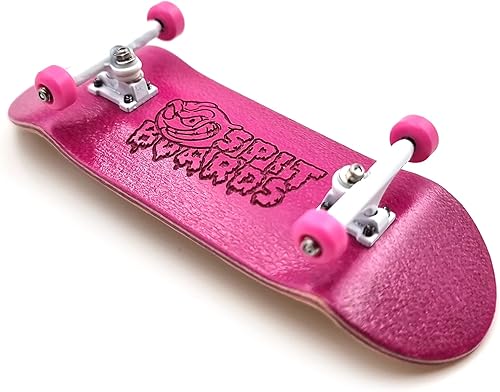 Miniatura 2 de SPITBOARDS 34 mm Fingerboard Complete Wood Pro Set-Up (Pre-Assembled, 5-Layers), Pro Trucks, CNC Bearing Wheels, Foam Grip Tape, (Deck Pink, Trucks