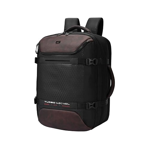 Gear Turbo 4 19"/40L Anti Theft Large Water Resistant 4 Compartment Laptop Backpack with Raincover/Casual Backpack/Daypack/Travel Backpack/College Bag For Men/Women(Black-Brown)