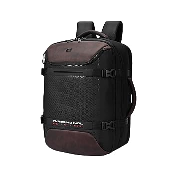 Gear Turbo 4 19"/40L Anti Theft Large Water Resistant 4 Compartment Laptop Backpack with Raincover/Casual Backpack/Daypack/Travel Backpack/College Bag For Men/Women(Black-Brown)