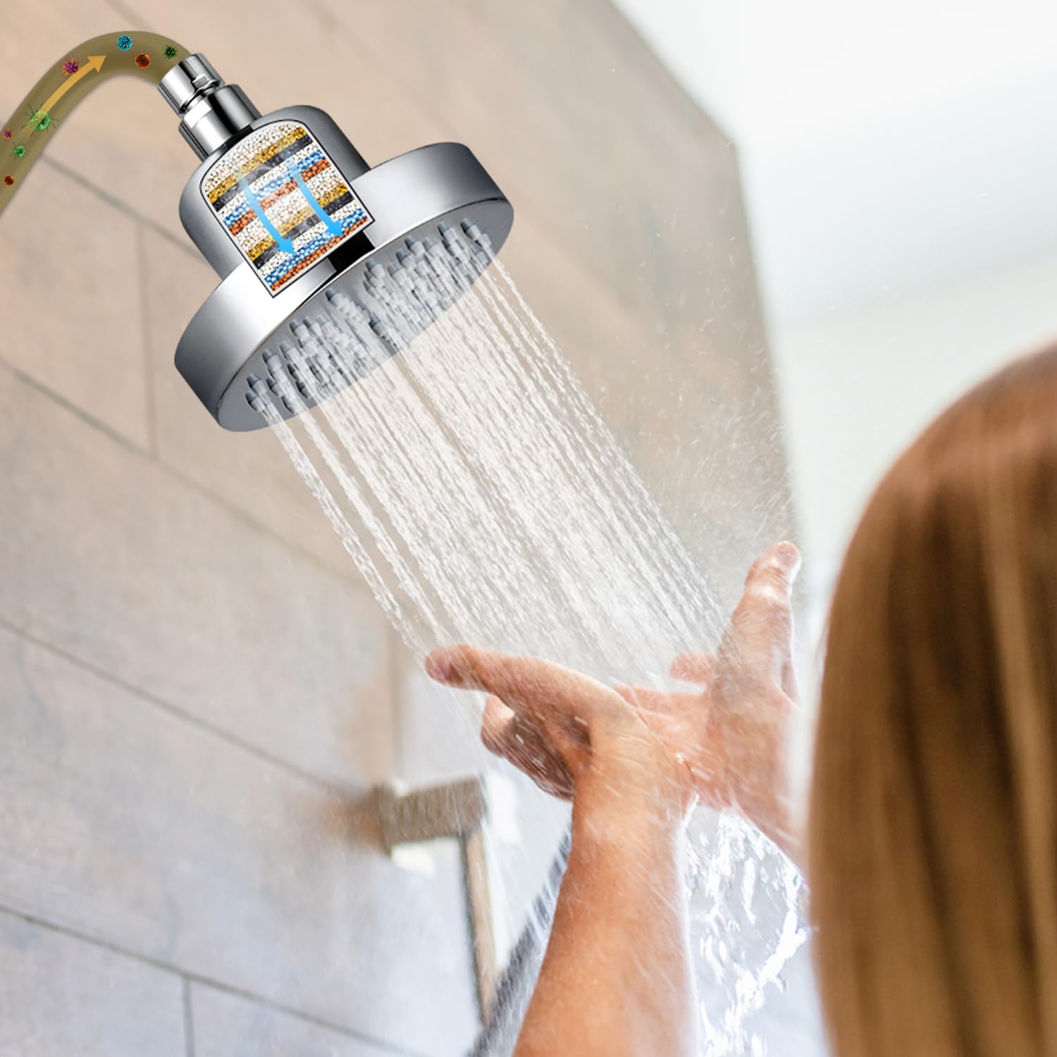 G-Promise Confezione da 3 cartucce di ricambio per filtro doccia a 15 fasi, filtro doccia per acqua dura, universalmente compatibile con qualsiasi design simile, addolcitore d'acqua per doccia ad alto