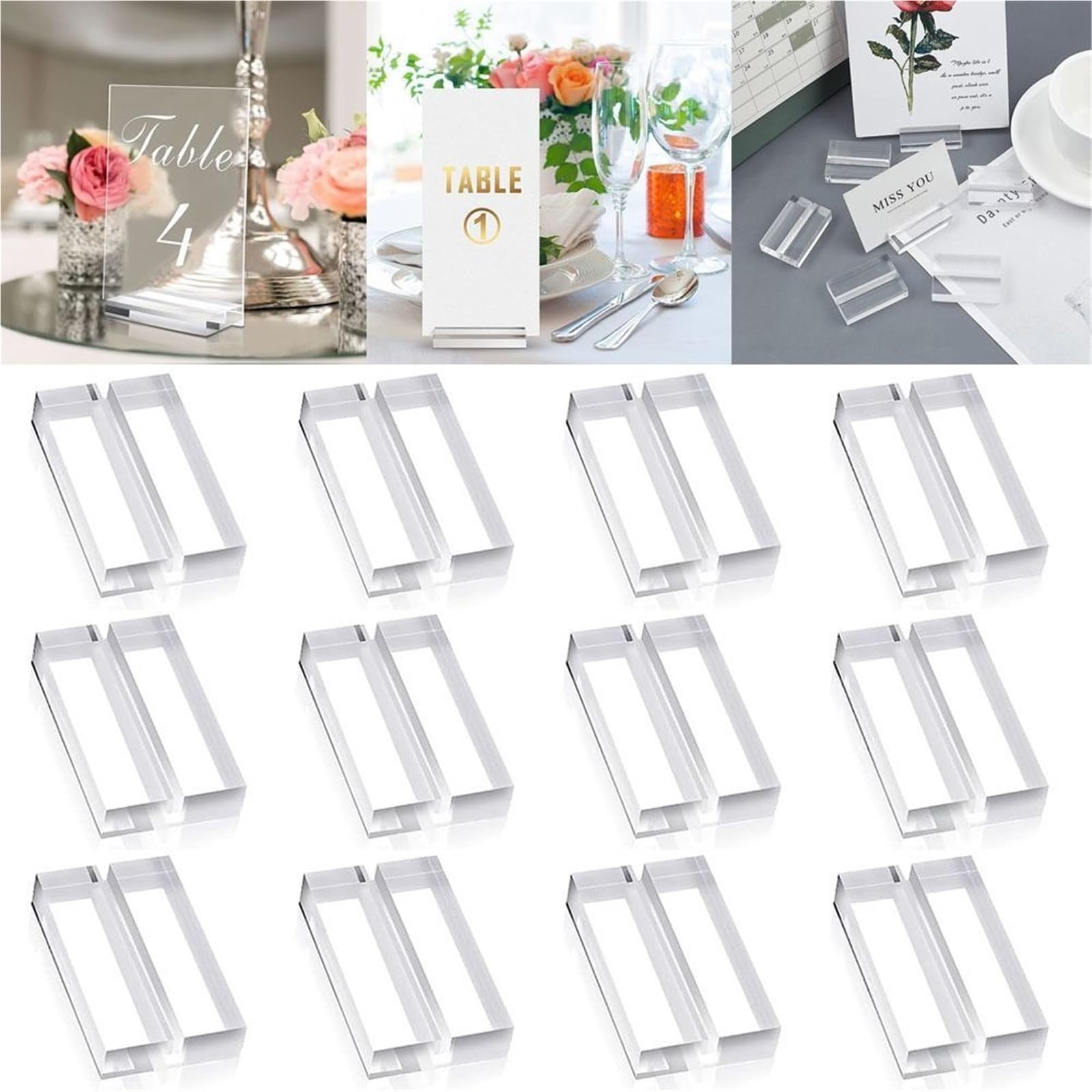 30PCS Steht Platzkartenhalter Tischnummer Klare Karten Display-ständer for Desktop-dekoration Hochzeit Liefert für Hochzeiten, Partys und Bankette