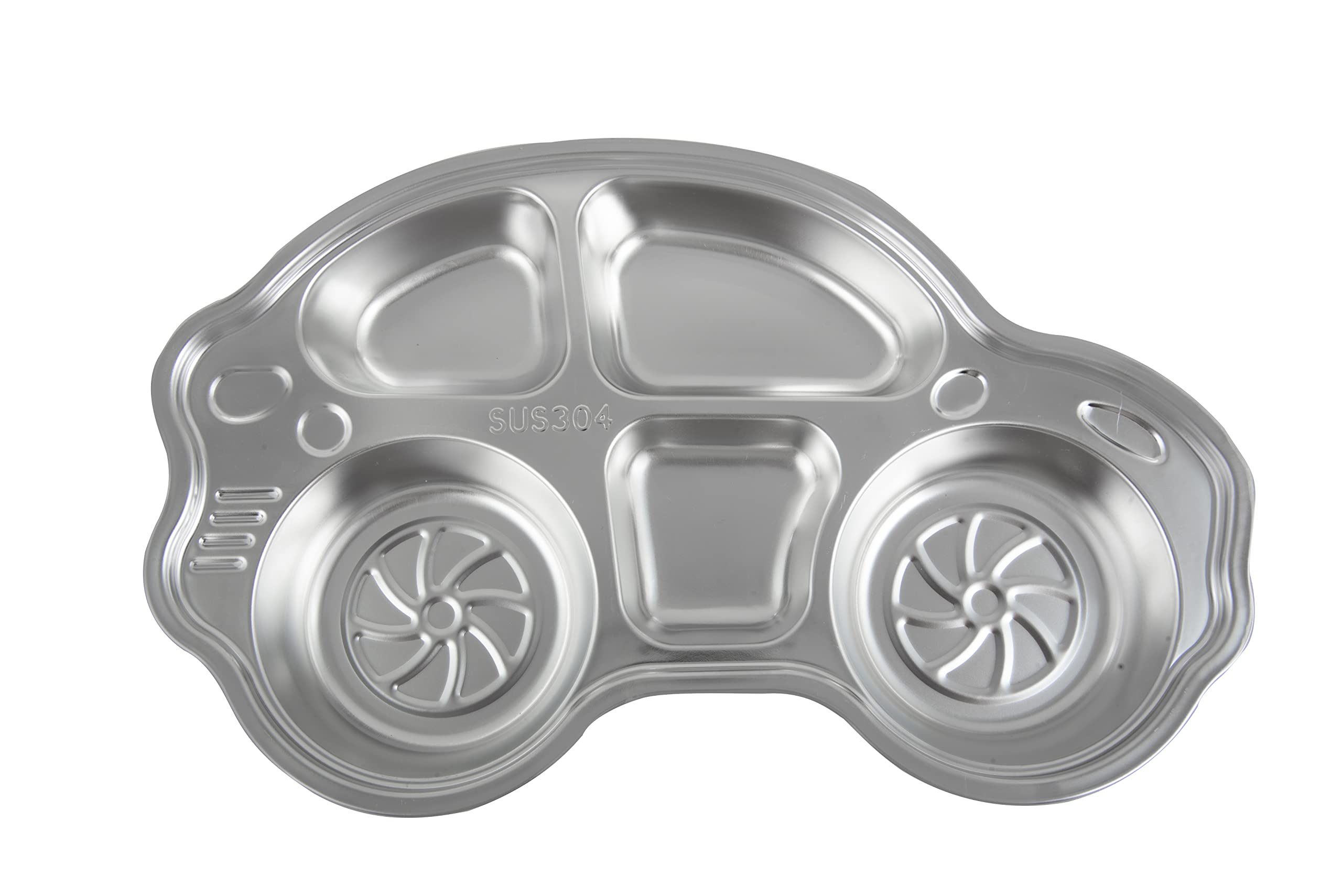 Taabartoli Stainless Steel 5 Section Car Lunch Plate for for Babies, Toddlers and Kids, BPA Free Plate. (30 x 19 x 4 cms) (CAR)-image-1