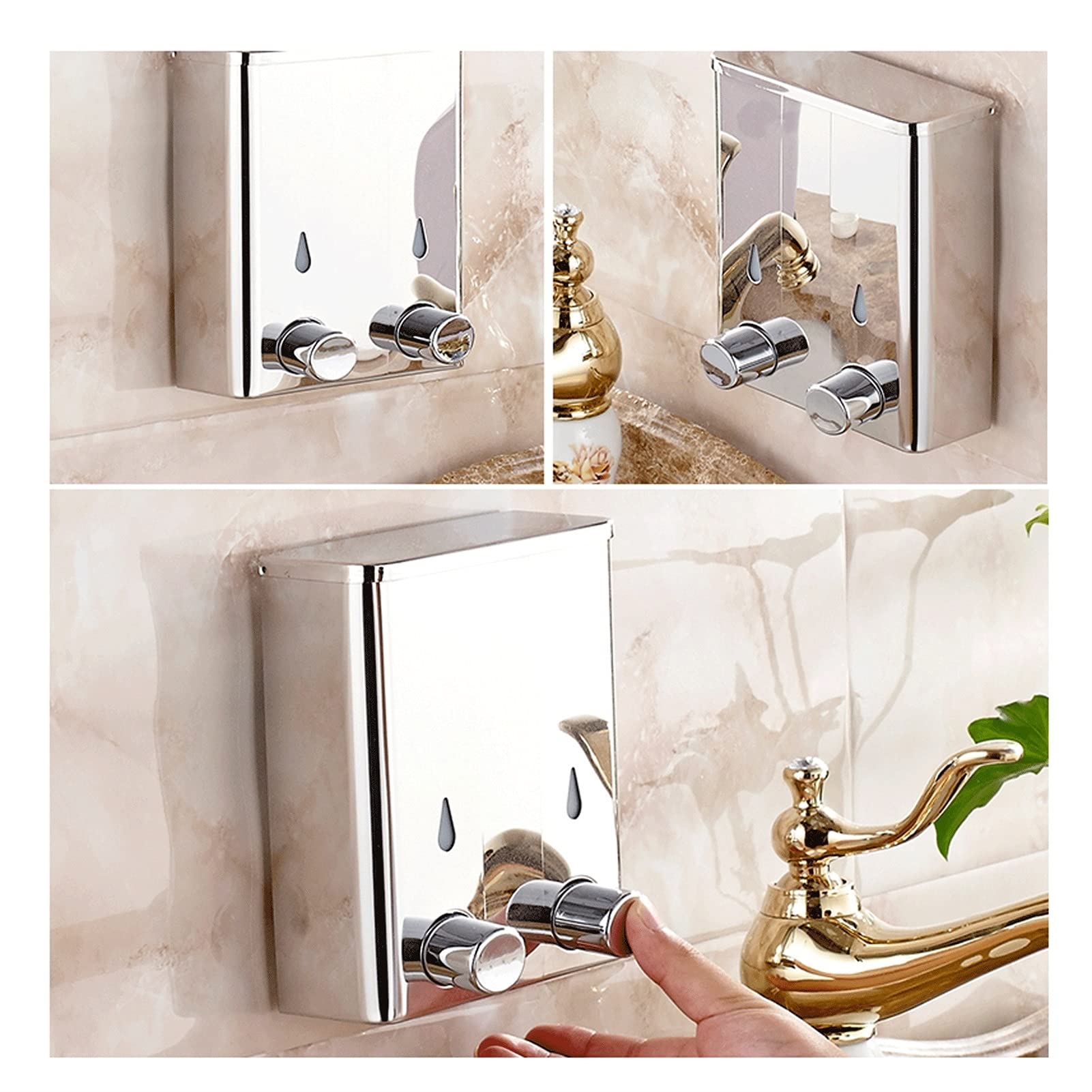 dispenser sapone/Dosatori per sapone liquido Bottiglia in gel doccia a doppia testa, il corpo della scatola di sapone è realizzato in acciaio inossidabile e la tecnologia classica controlla accuratame