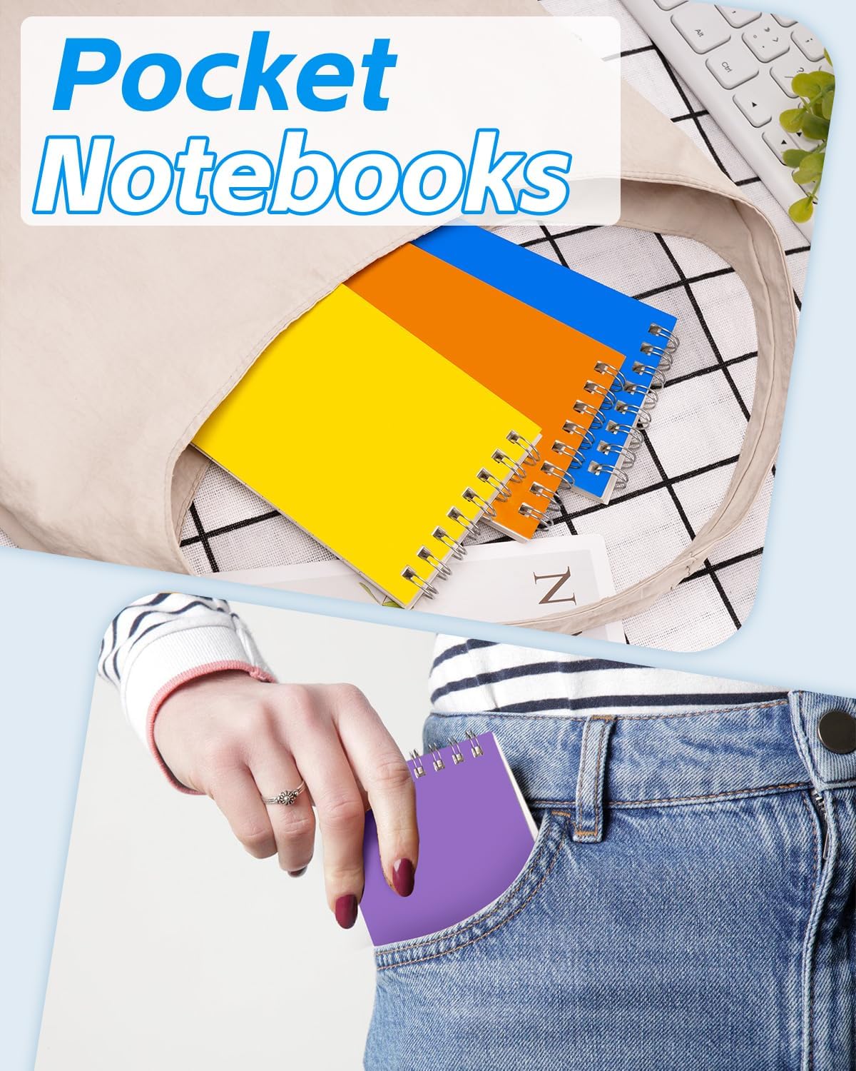 Pocket Notebook Bulk 3x5 Inch, 60 Packs Mini Top Bound Spiral Notepad with Lined Pages, Memo Pads 6 Colored 60Sheets/120Pages (80GSM), Small Notepads for Office, Work, College, Home, Travel
