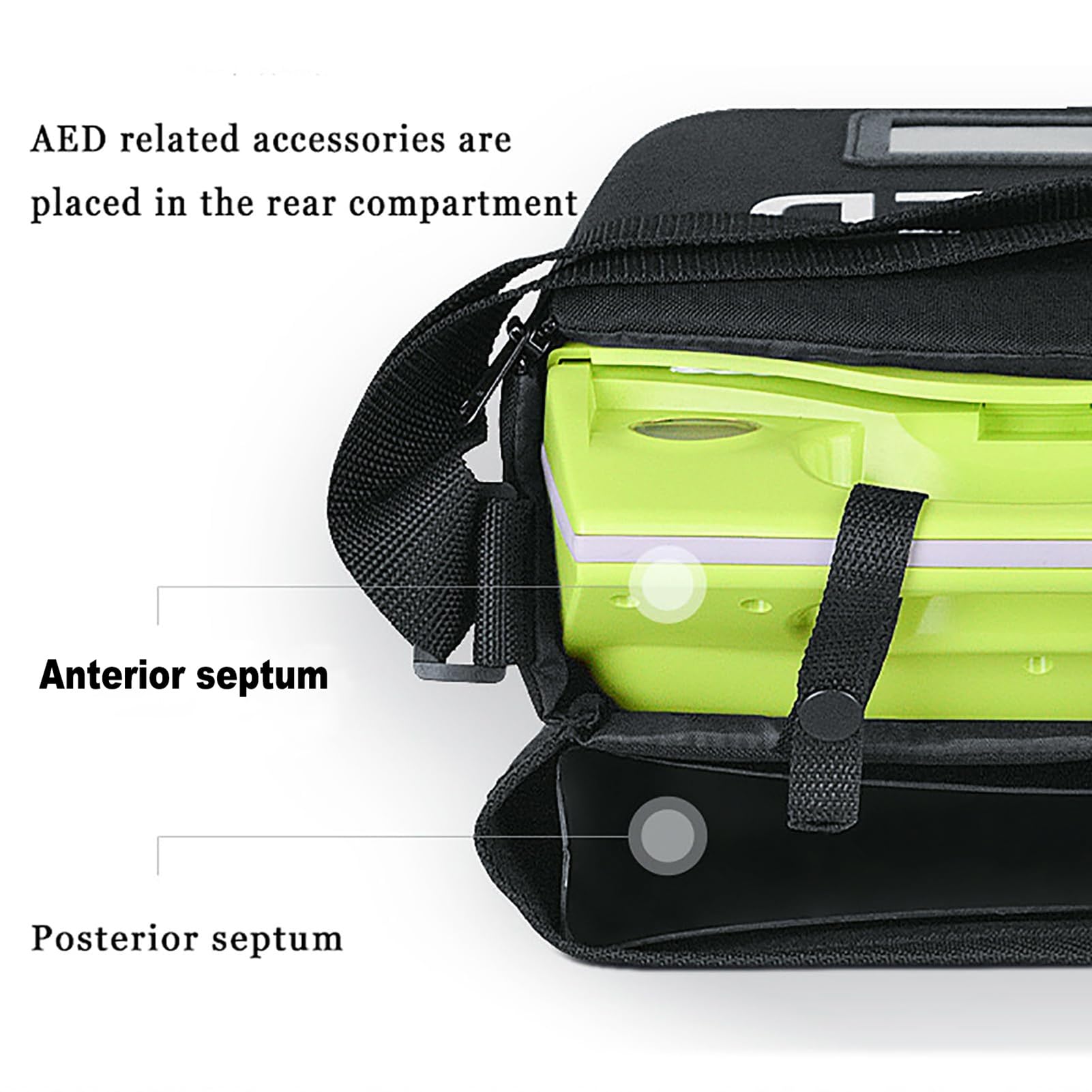 Torba na defibrylator AED, przenośna torba do przechowywania AED, torba na defibrylator AED z regulowanym paskiem, pojemnik na instrumenty ratunkowe defibrylatora AED, lekka obudowa, do apteki, superm