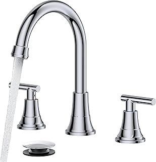 FORIOUS Chrome Bathroom Faucet Vanity 3 Holes, 8 Inch Widespread Polishe...