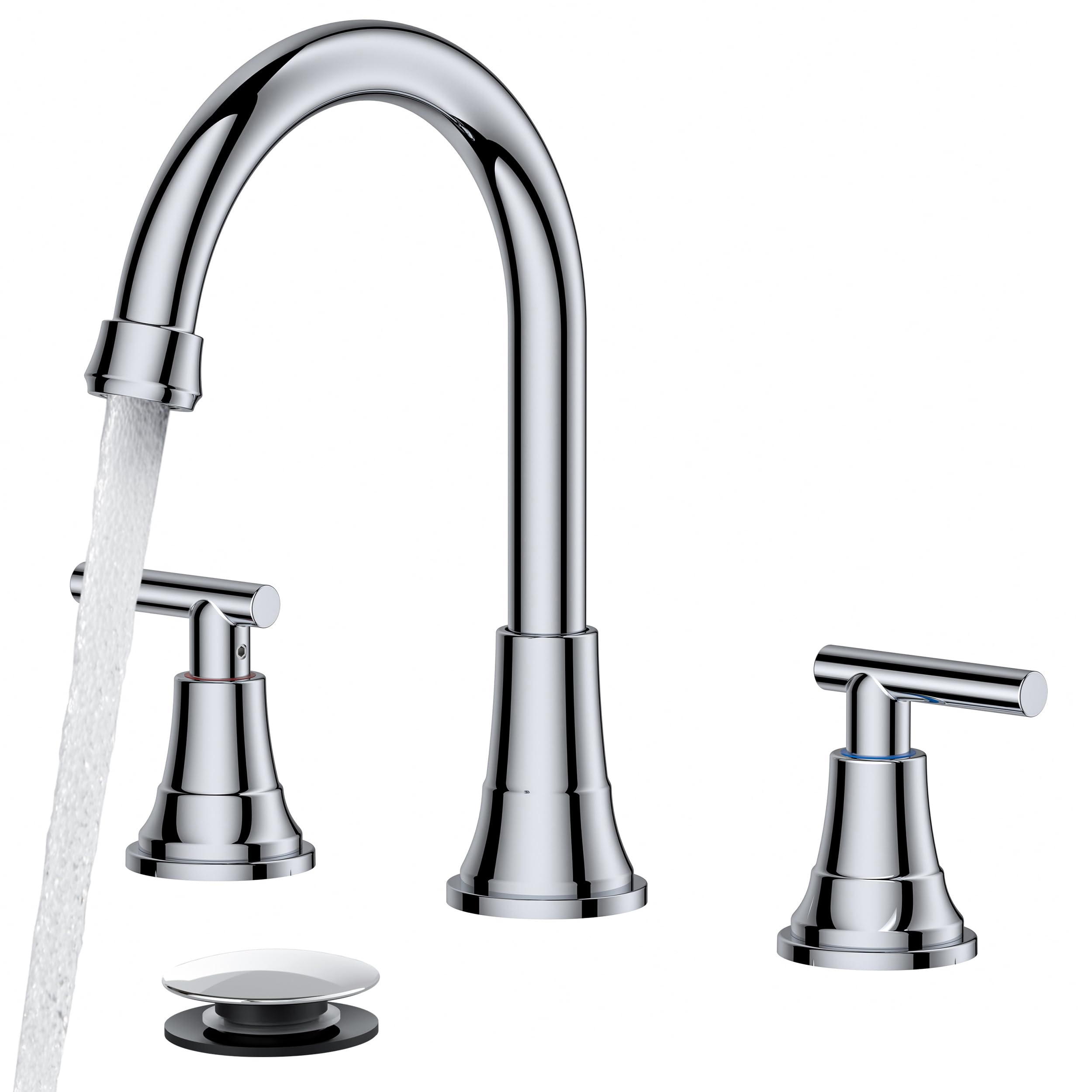 FORIOUS 8 in Widespread Chrome Bathroom Faucet 3 Hole