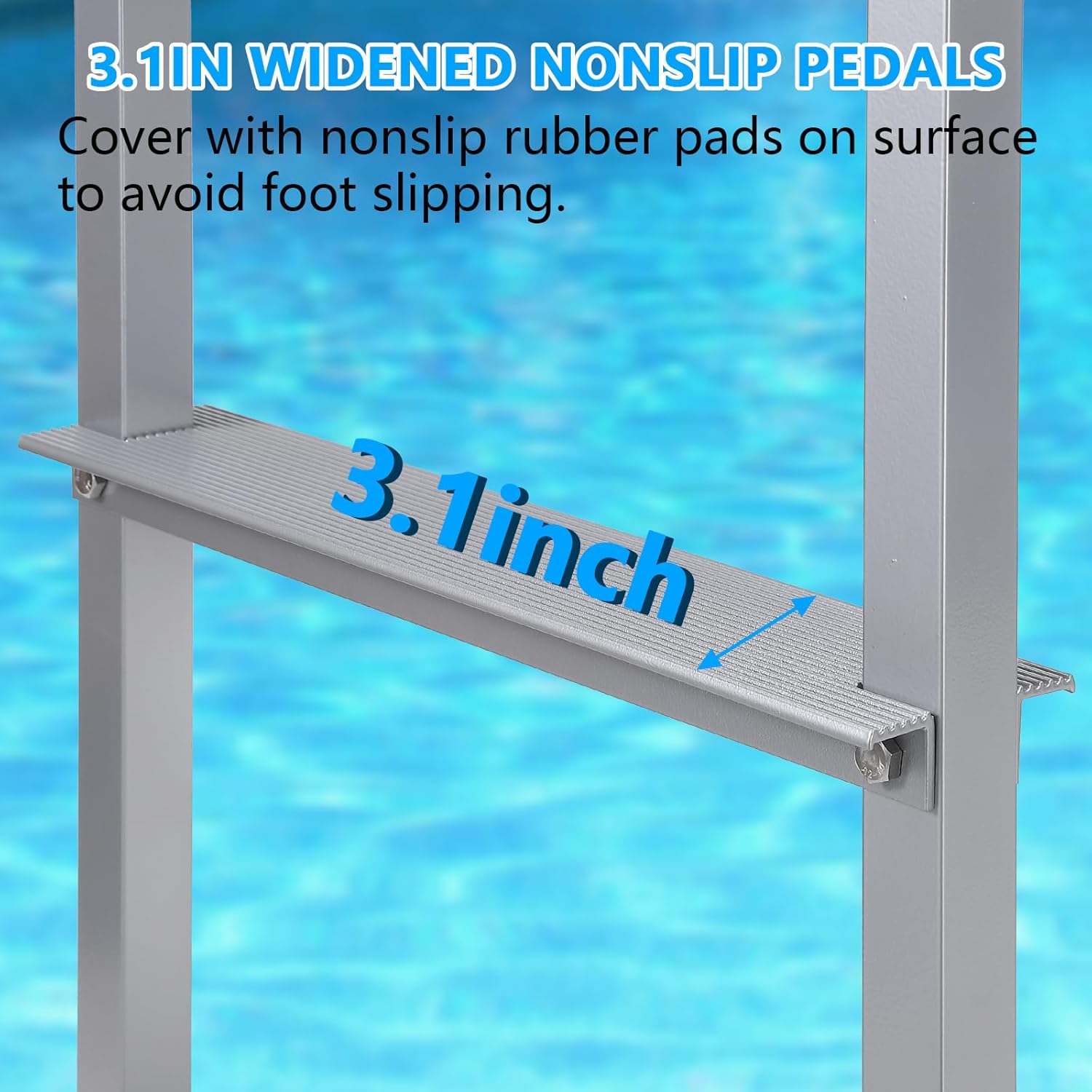 Removable Dock Ladder 3/4/5 Steps,Pontoon Boat Ladder with Anti-Corrosion 6063 Aluminum & Upgraded Widen Nonslip,350lbs Marine Pontoon Boat Dock for Lake/Pool/Boarding/RV,Straight Ladder (3-Steps)