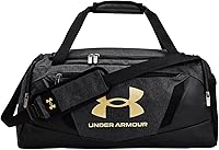 Under Armour Undeniable 5.0 Small Duffle Bag - 40L Water-Resistant Gym Duffel, Black Heather/Metallic Gold