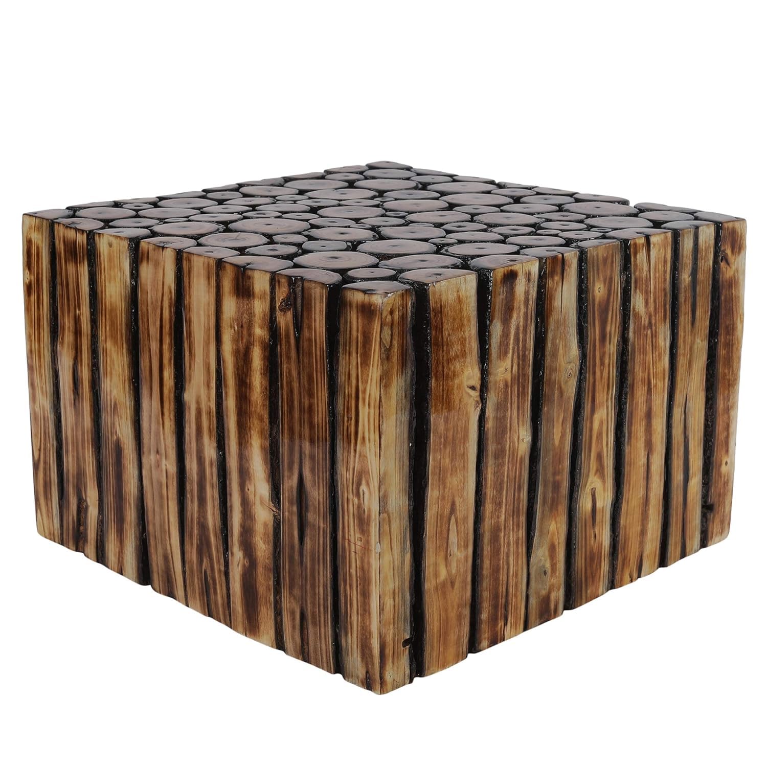 Square Small Wooden Stool for Cafe Outdoor Furniture Picnic Garden Bedroom Living Room Kitchen Home Décor Foot Stool Speaker Plants Statue (Pre-Assembled- 8 Inches)-image-22