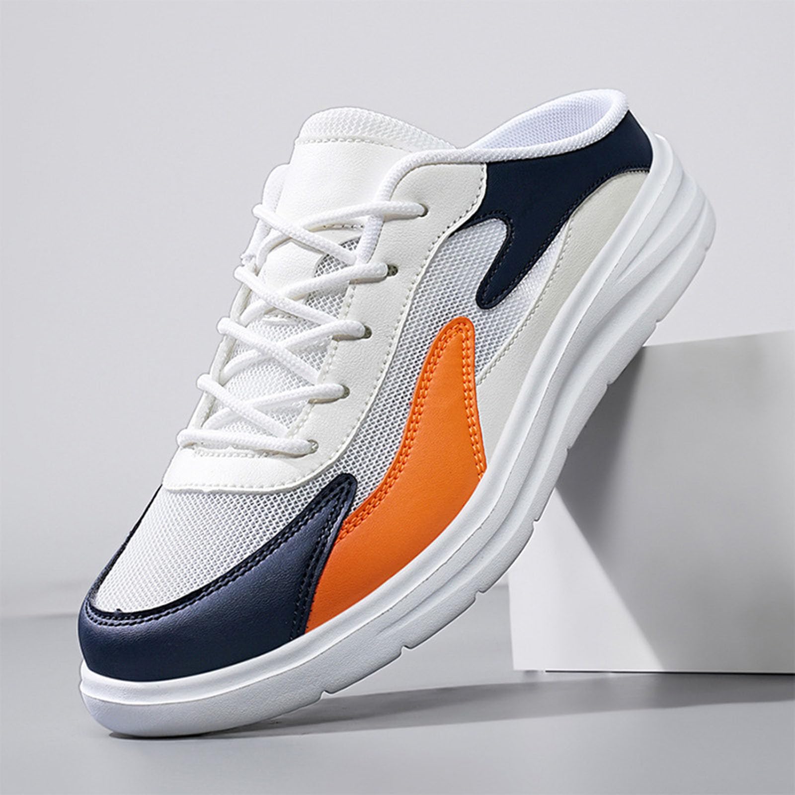 Generisch La Hombres Zapatos 40 pares de zapatos de malla One Foot Lazy Sin Talón Zapatillas Medio Zapatillas Deportivas Casuales Zapatos Hombres 48 Ancho
