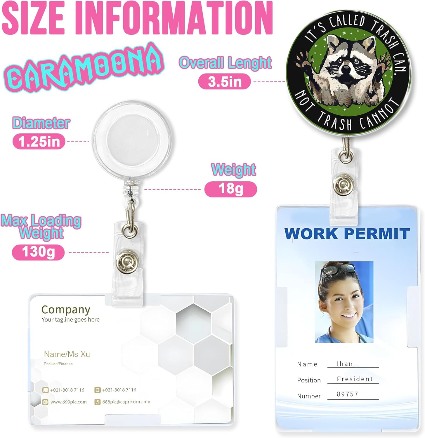 It's Called Trash Can Not Trash Canot Badge Reel 1.6 Inches Funny Raccoon Cute Mental Health Humor, ID Card Holders, Retractable Alligator/Belt Clip, Acrylic Material, Badge Holders Accessories DIY - Image 4