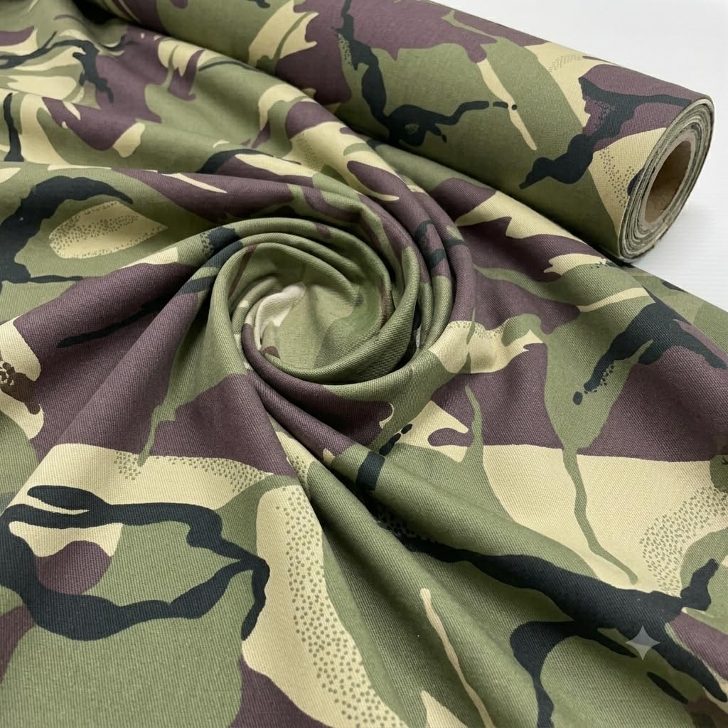 Midland Textiles Army Military Camouflage 100% Cotton Drill by The Metre, Medium Weight 58" Wide Cotton Fabric Material, Durable Camouflage Print Fabric for Sewing, Uniform, Jackets, and Workwear