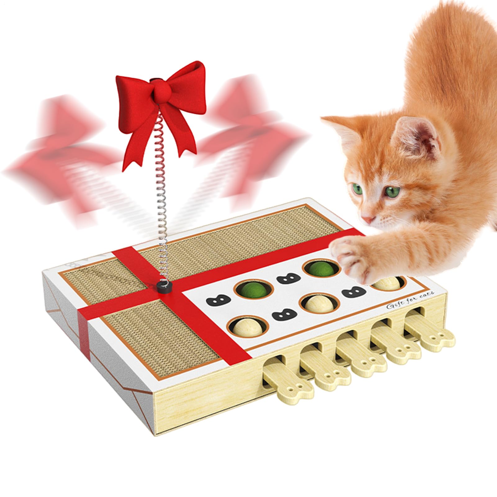 Knowlife Katzen Puzzle Spielzeug Interaktives Kratzbrett Mit Hüpfbällen