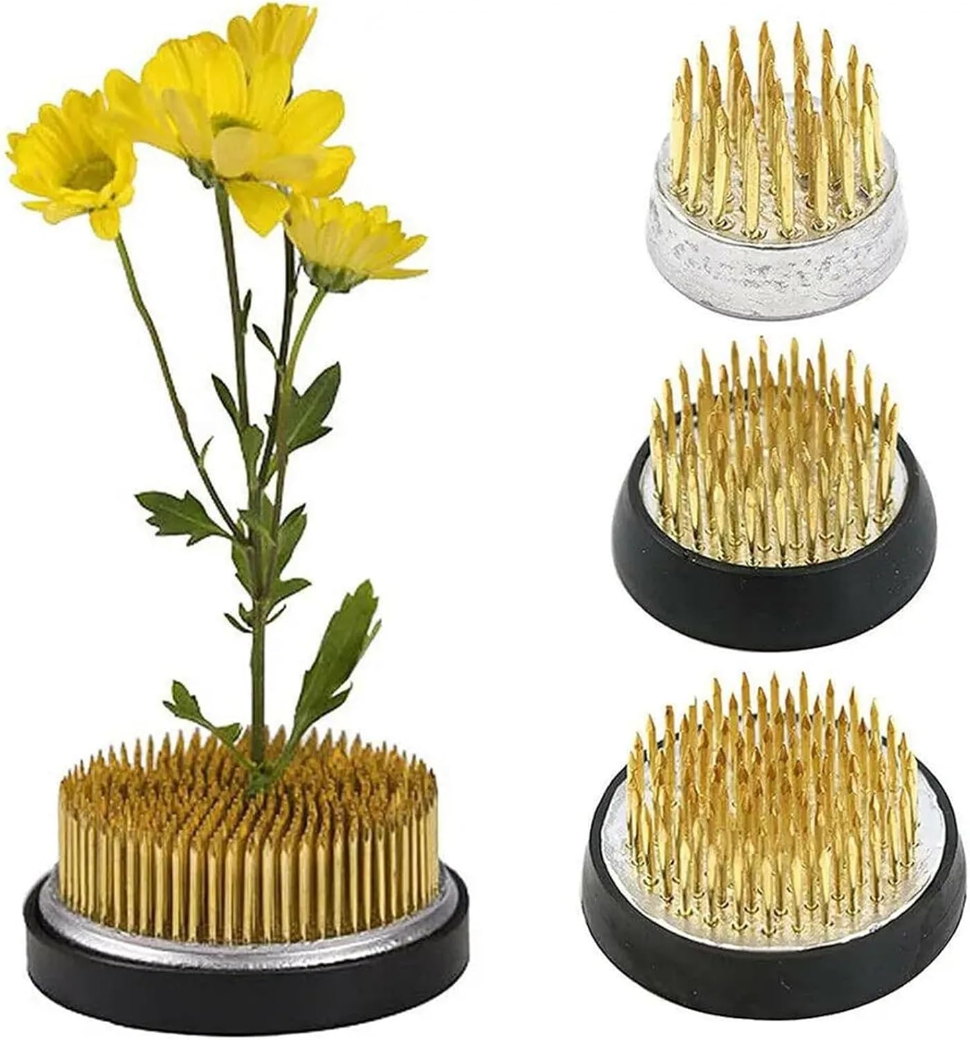 Flower Frogs 6 Pcs Round Flower Holder for Ikebana Kenzan Base Spiky Fixed Tool DIY Floral Arrangement Home Office Decor(40mm)