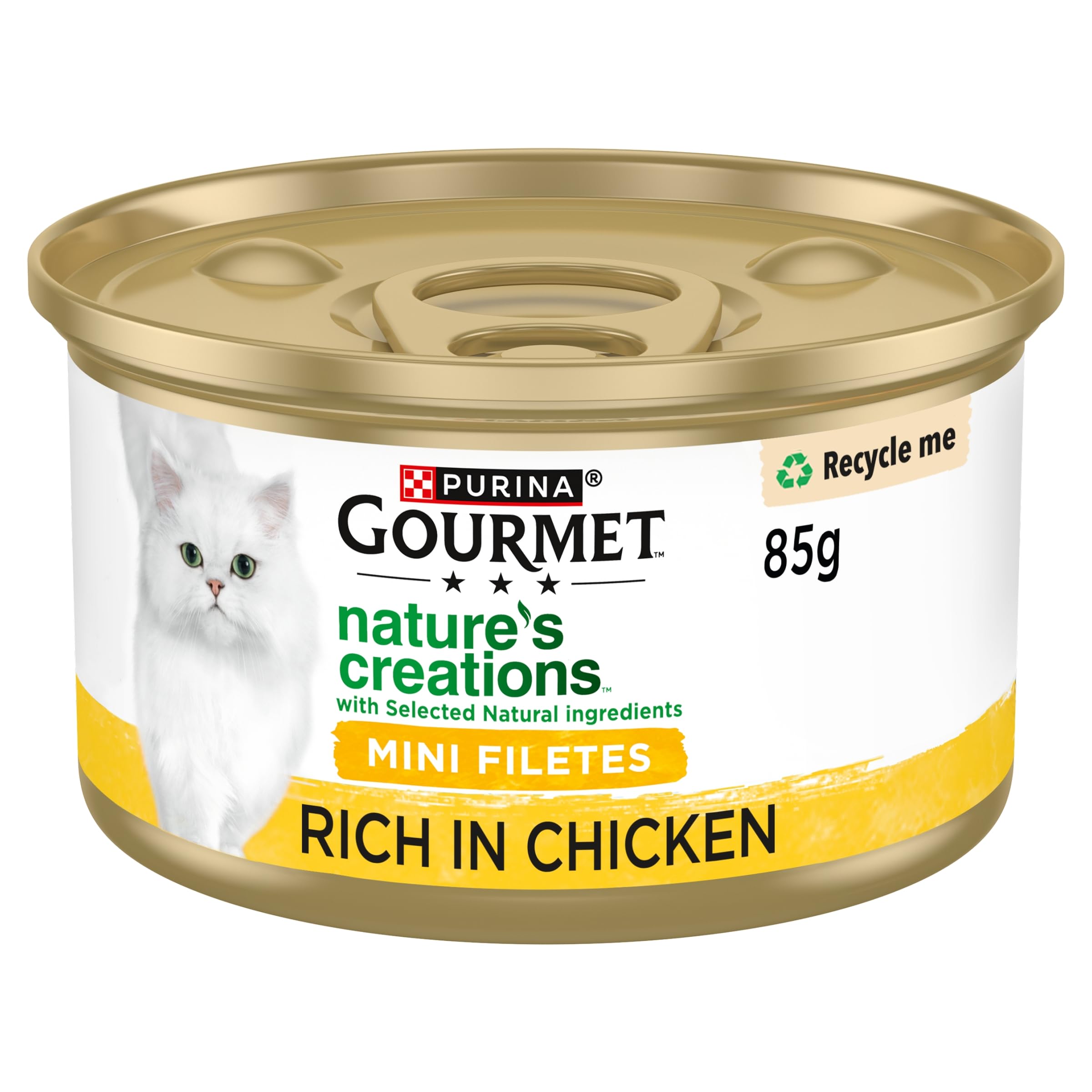 GOURMET Nature's creations Rich in Chicken, garnished with spinach and tomatoes Wet Cat Food Can 85g (pack of 12)