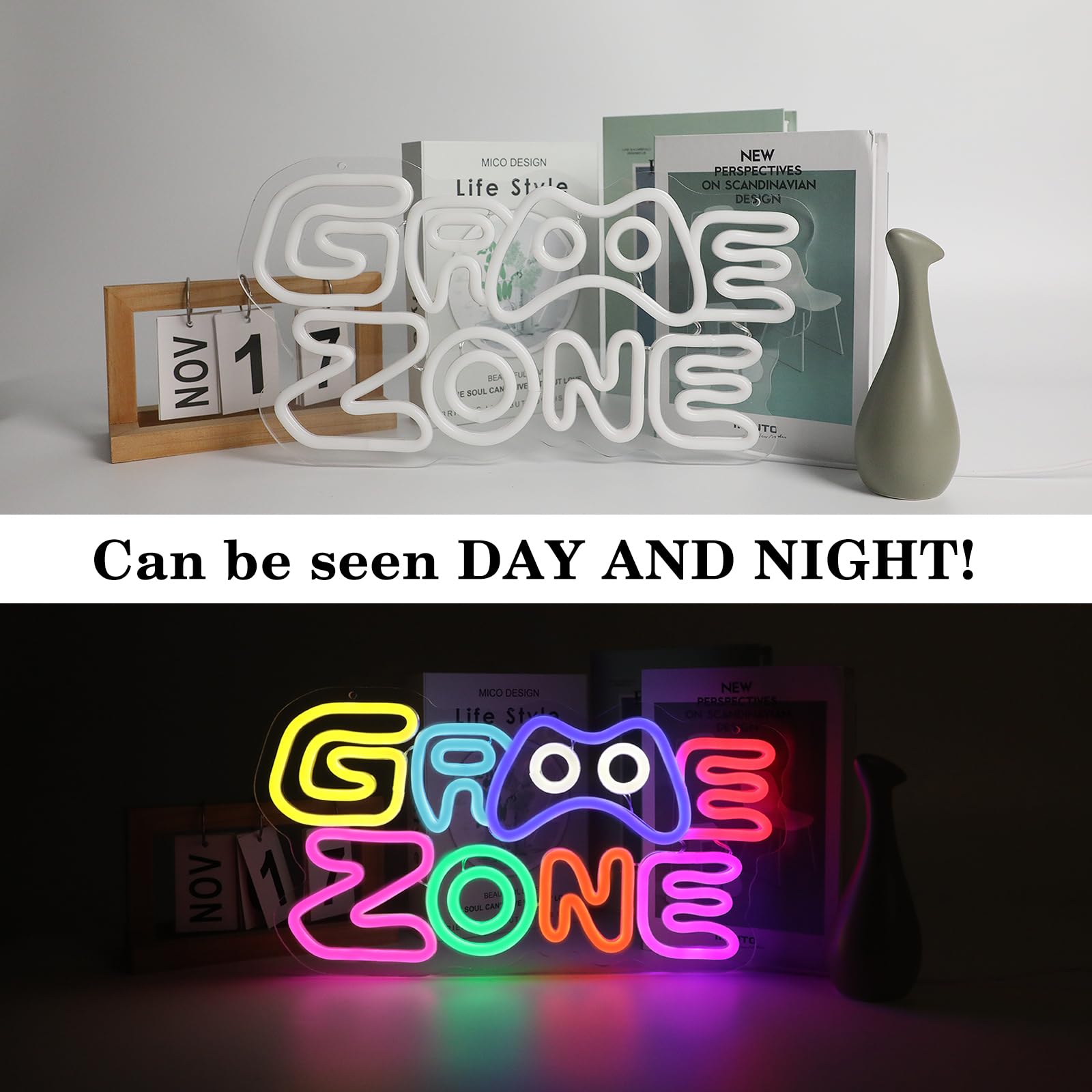 Gaming Zone Neon Schild, Buntes LED Gaming Neon Licht für Wanddekoration, USB betriebene dimmbare bunte für Schlafzimmer Bar Gaming Zimmer, Wand, Schreibtisch Dekoration,Geschenk für Gamer (B)