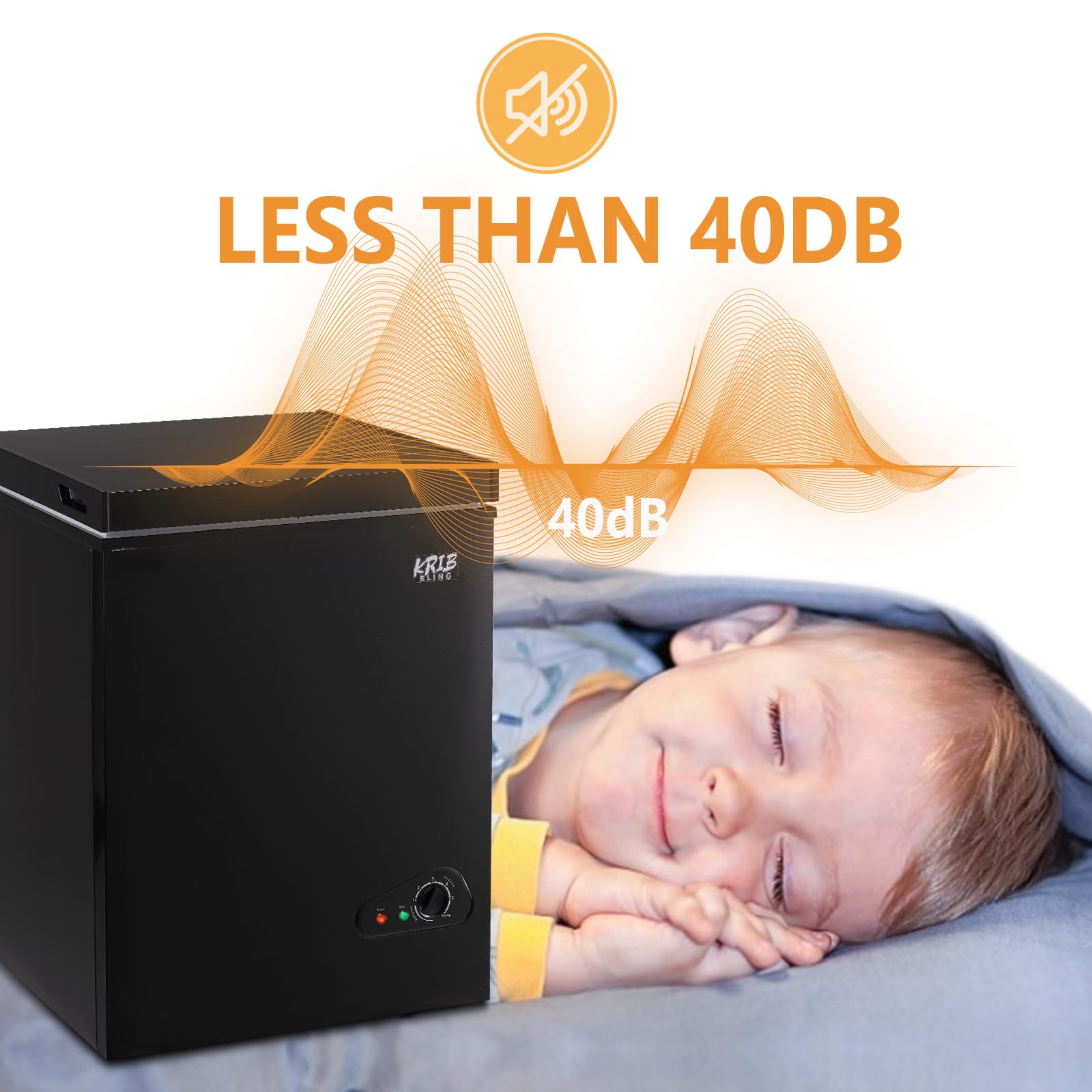 KRIB BLING Chest Freezer with Removable Basket, 3.5 Cu. Ft Mini Freezer 7 Temperature Levels Thermostat, Top Door Open, Ideal for Home, Kitchen & Office, Black on Fridge.com