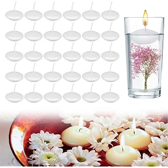 Pack of 30 Floating Candles White Waterproof Floating Candles for