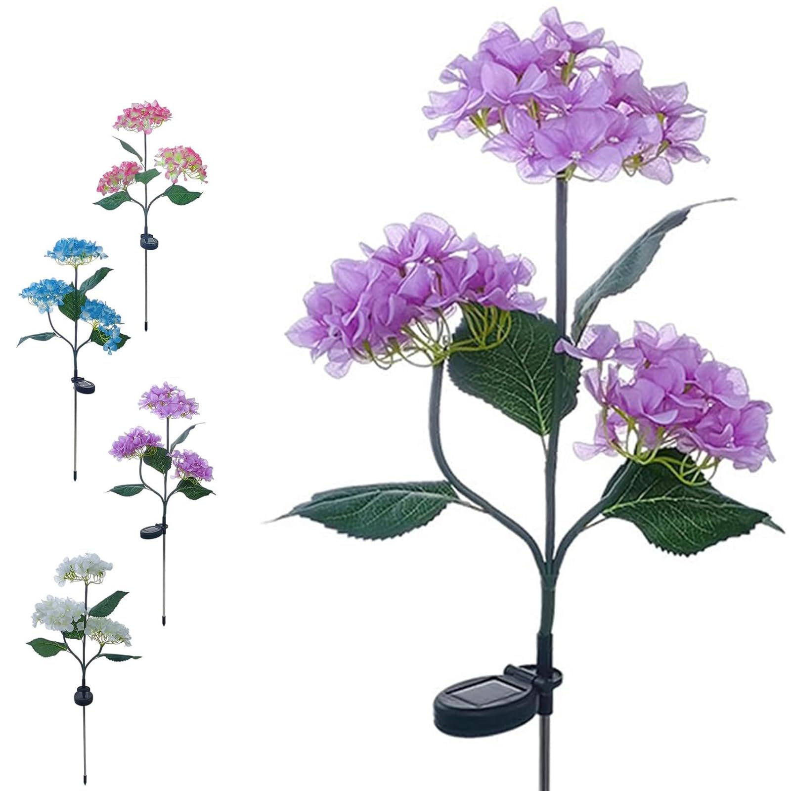 VasedGins Fairy Hydrangea Lights, IP65 Waterproof LED Fairy Hydrangea Solar Lights, Outdoor Garden Decor Flower Stake Lamps for Patio, Lawn & Pathway (Purple)