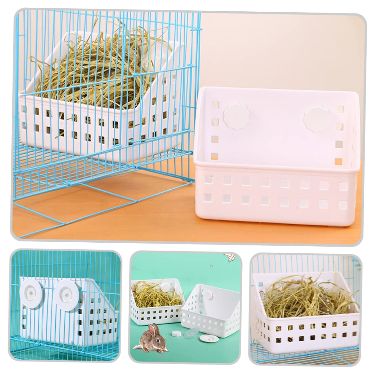 HANABASS 2piezas Comedero De Heno para Conejos y Roedores Alimentador De Plástico Soporte Contenedor De Heno y para Cuyos Chinchillas