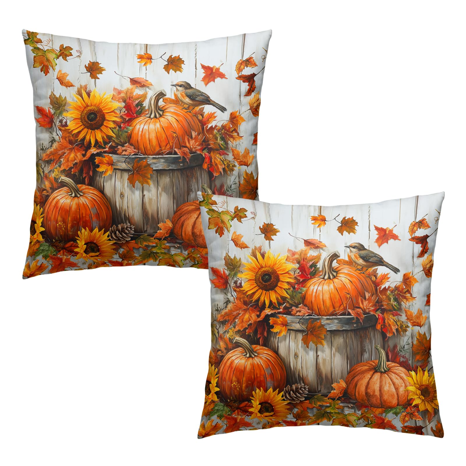 Wnoesat Cotton-Linen Fall Pillow Covers