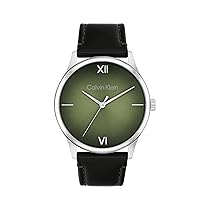 Calvin Klein Orologio con Movimento al Quarzo a Tre Lancette da Uomo Collezione ASCEND con Cinturino in Pelle Nero – 25200454, Black
