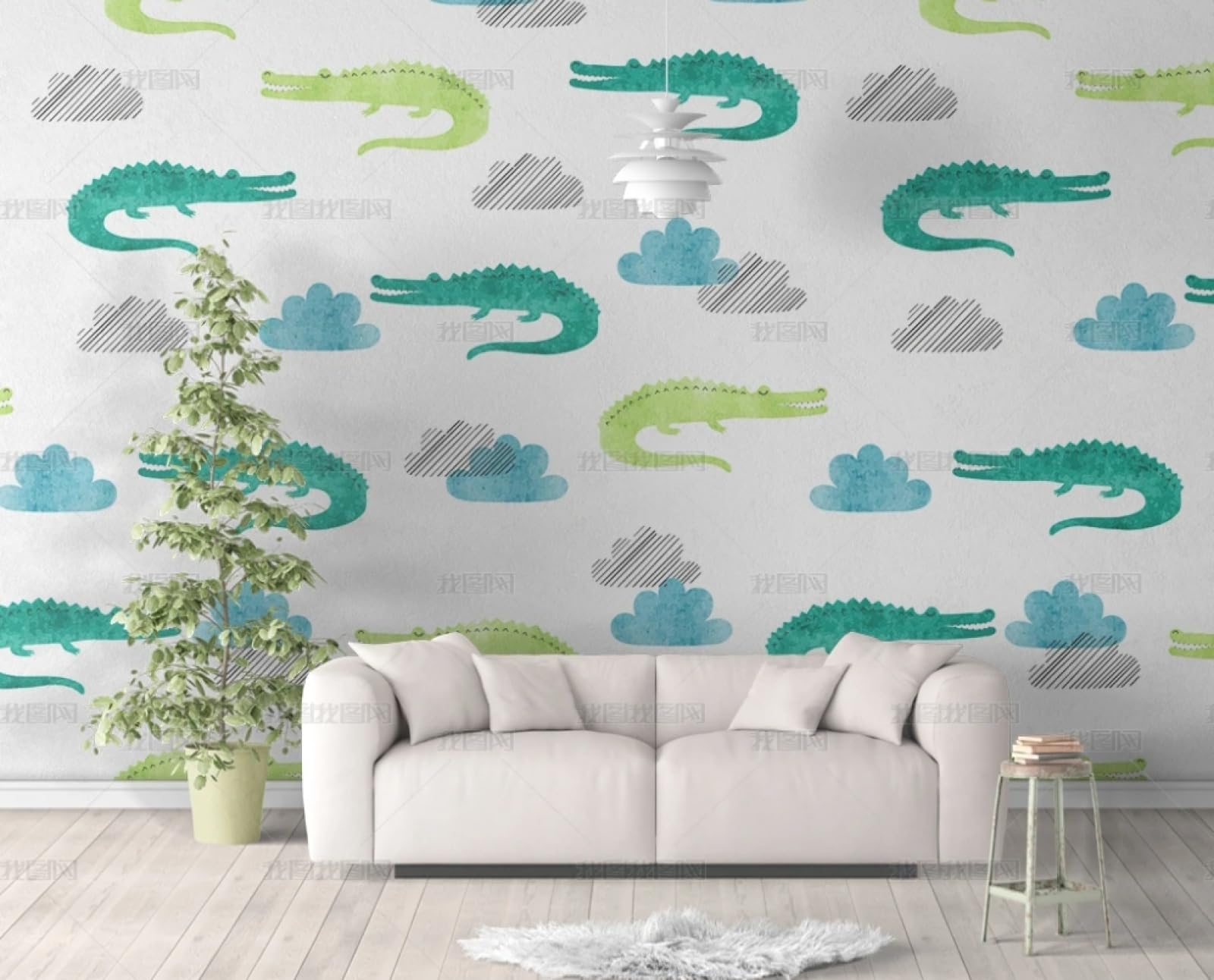Papier peint autocollant crocodile vert pour relooker la chambre d'enfant et les armoires
