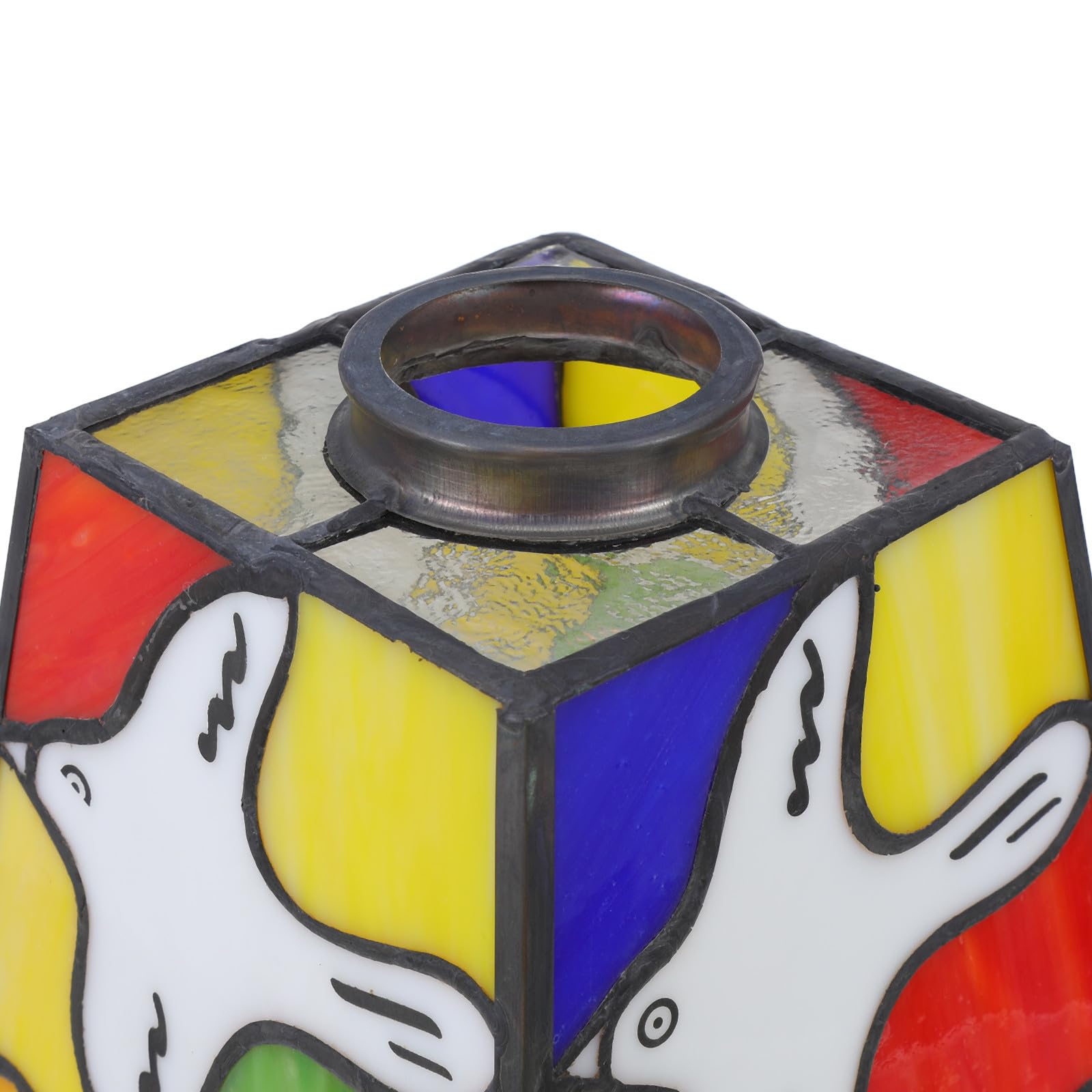 Gadpiparty Abat-jour Trou 42mm Vintage en Verre, de Remplacement, en Vitrail, Motif Colombe, Style Français Artistique, pour Salon et Couloir