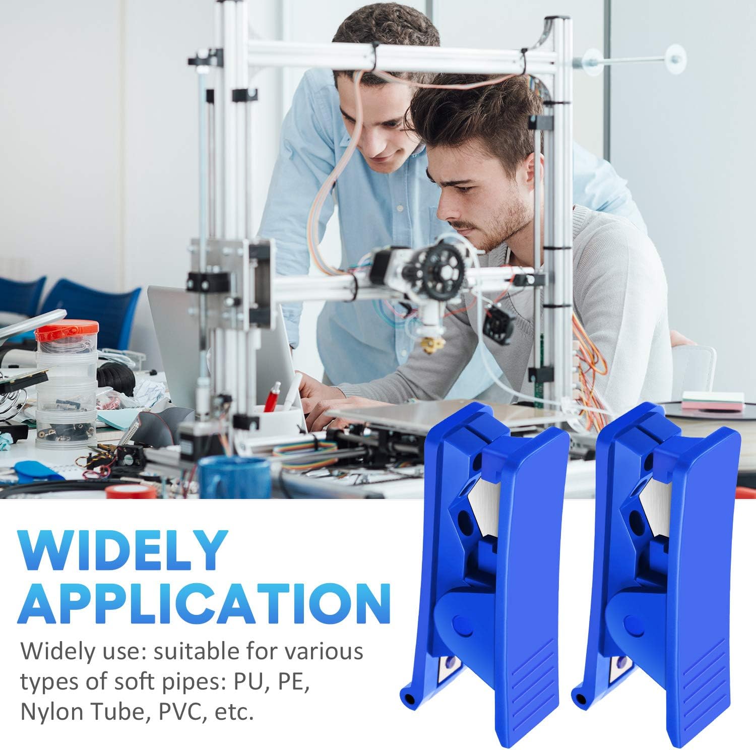 3 Pieces PTFE PlasticTubing Cutter Hose Tube Cutter Pipe Cutter Accurate Tube Cutting Tool for Nylon PVC PU Tube and Hose Cut up to 3/4 Inch OD Tube (Blue) - - 