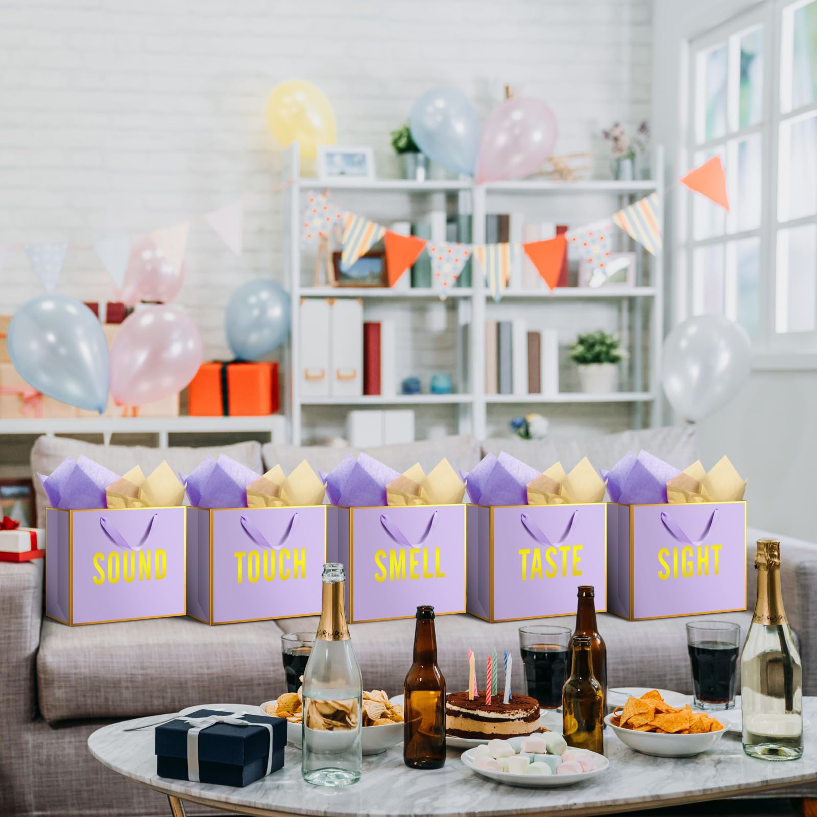 Kolldenn 5 Senses - Bolsas De Regalo Para él, Sus Cinco Sentidos, Bolsa De Regalo Con Asas De Cinta Y Papel De Seda, Envolturas De Regalo Para San Valentín, Boda, Cumpleaños