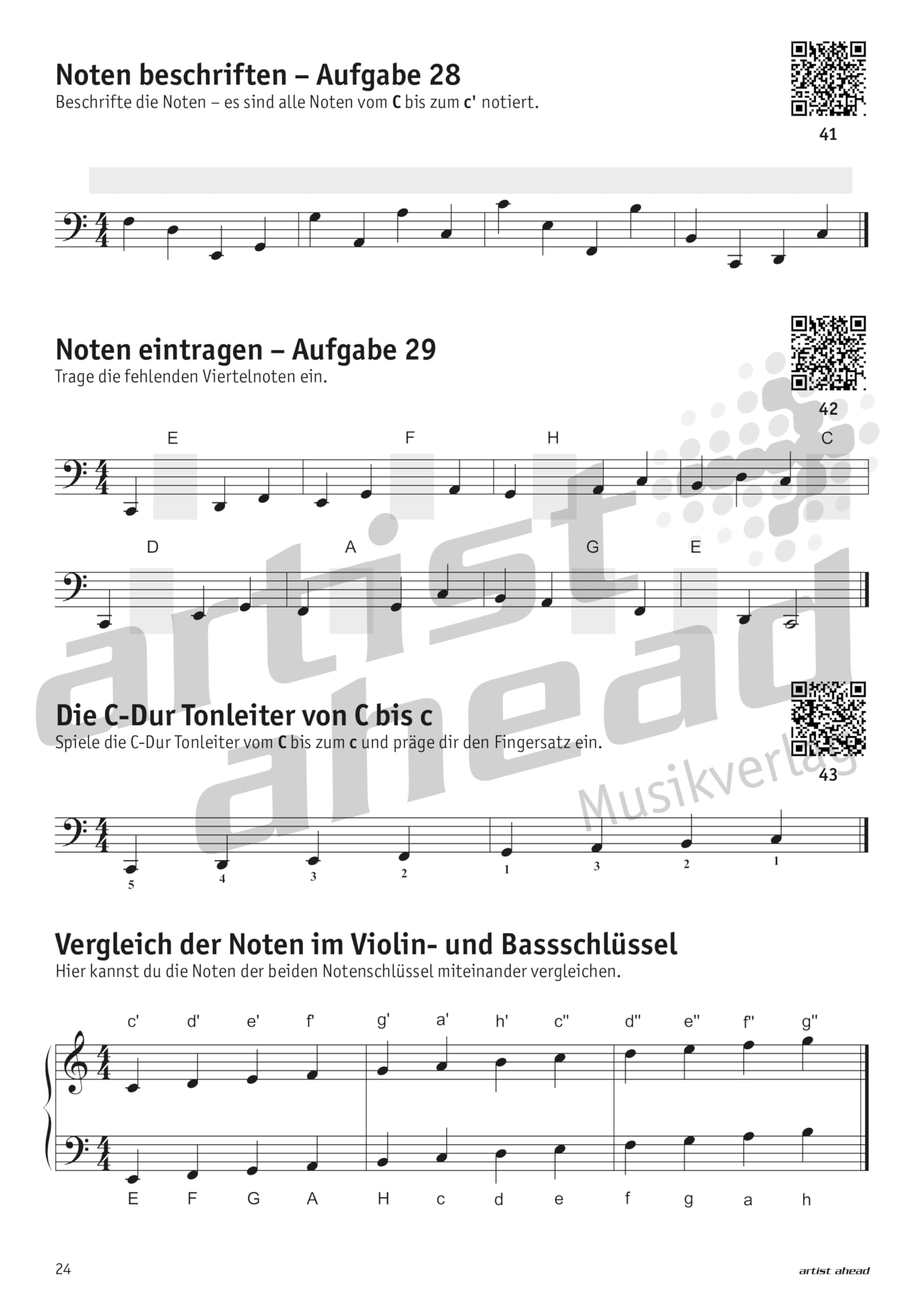 Einfach Klaviernoten lernen für Anfänger!: Das superleichte Notentraining für Klavier & Keyboard - einfach Noten lesen lernen im Violin- und Bassschlüssel (inkl. QR-Codes + Audio-Download)