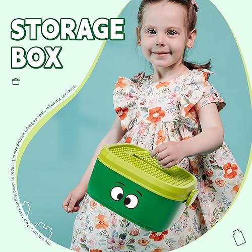 Miniatura 6 de Tamiz clasificador de bloques de juguete, bonita caja de ladrillos de almacenamiento portátil para bloques de Lego, clasificador de tres tamaños