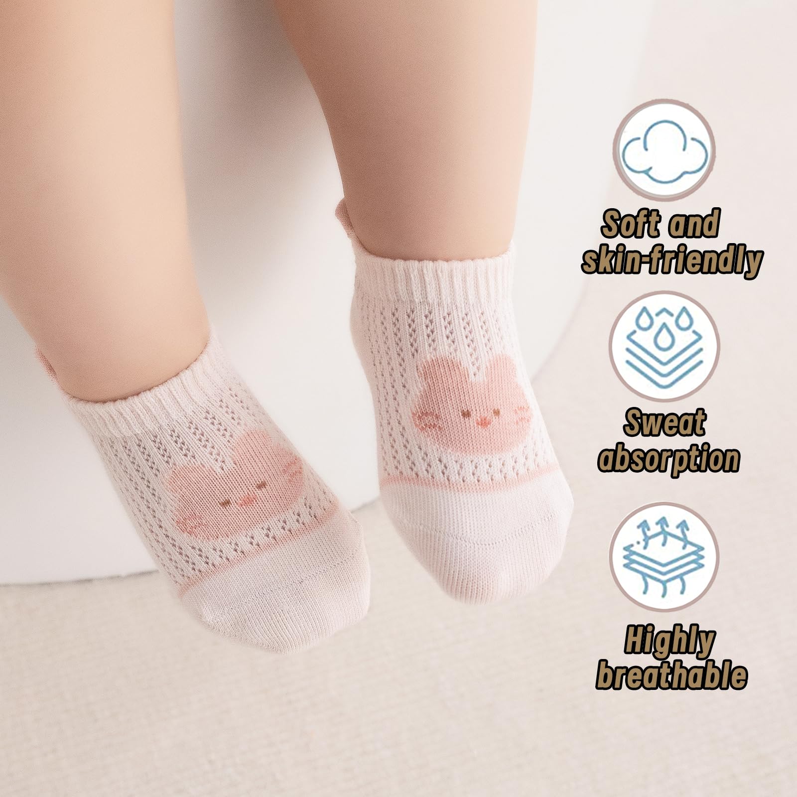 Bebé Antideslizante Tobillo Calcetines con Agarre Algodón Transpirables para Bebés Niños Niñas 5 Par Multicolores — view 5