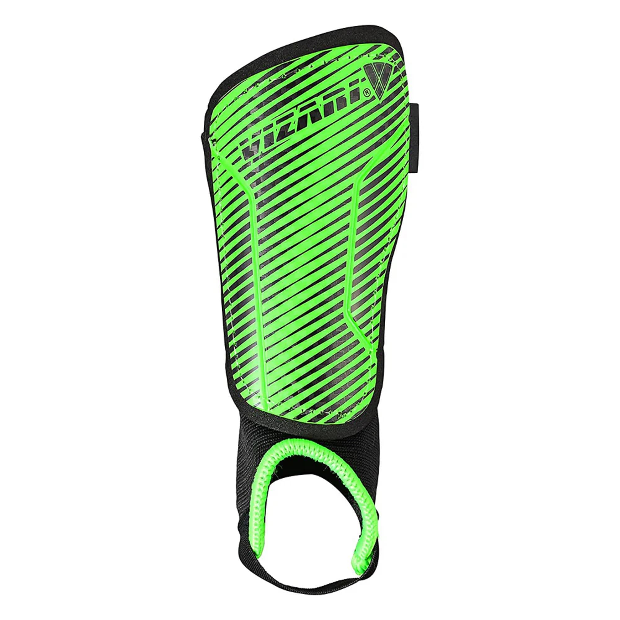 Vizari Matera Football Shin Pads for Adults & Kids - Football Shin Guards with Ankle Protection - Green, Black - Size M - Image 2